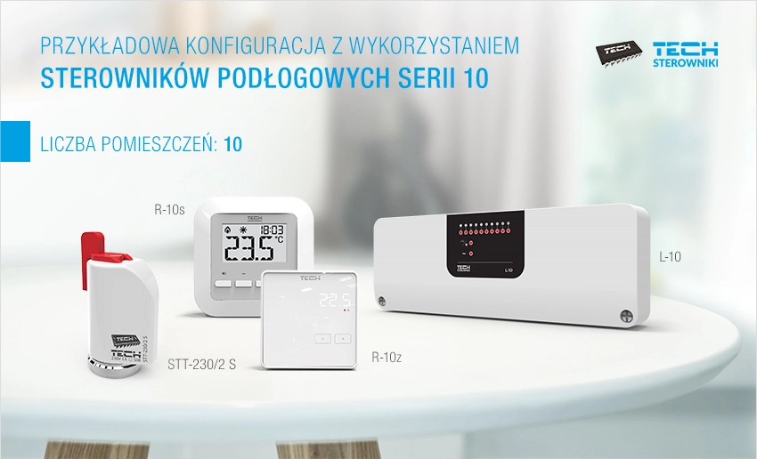 Przykładowa konfiguracja z wykorzystaniem sterownik&oacute;w podłogowych serii 10